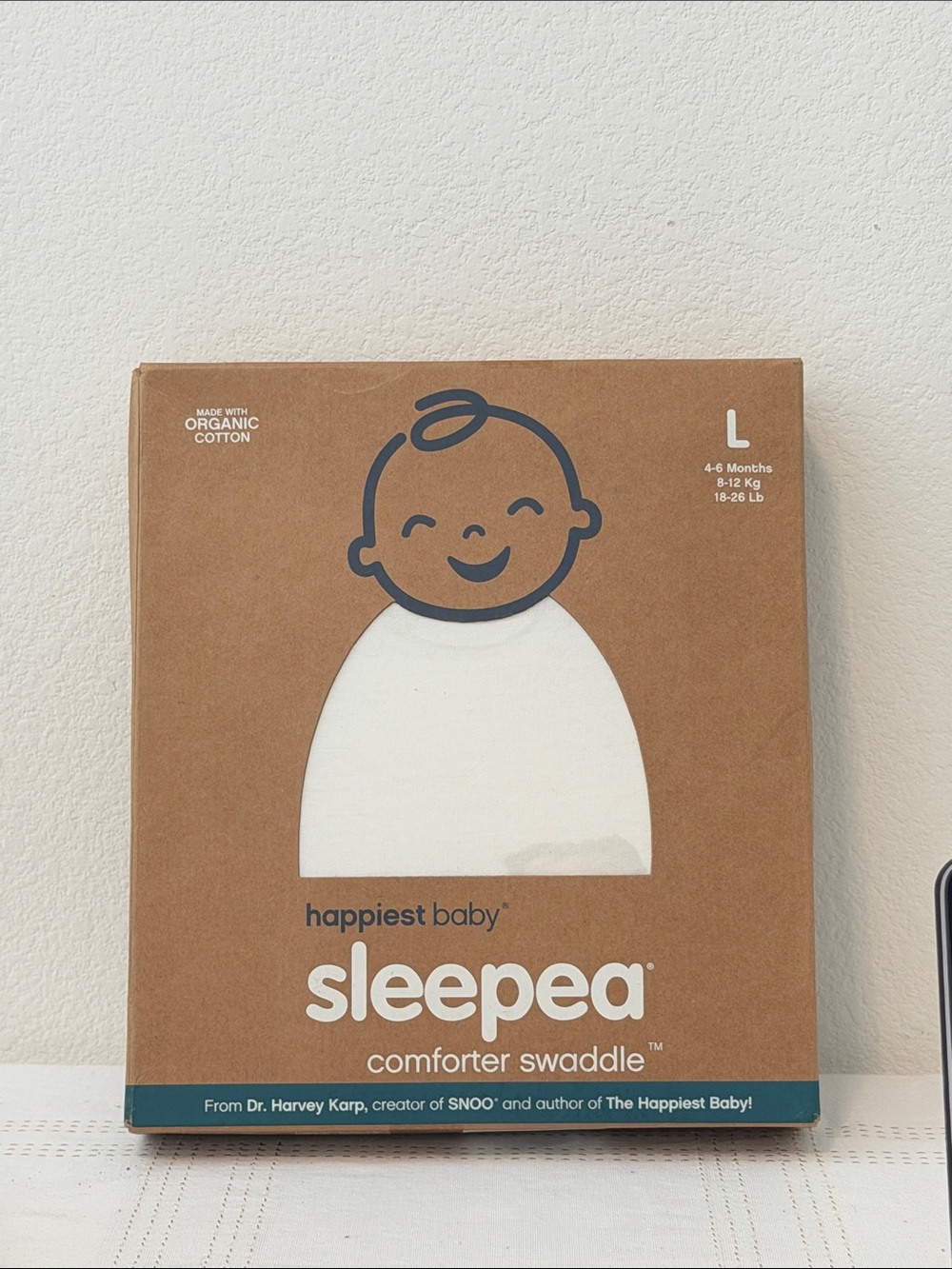 Happiest Baby Sleepea Comforter Swaddle Ivory, L, 4-6 months